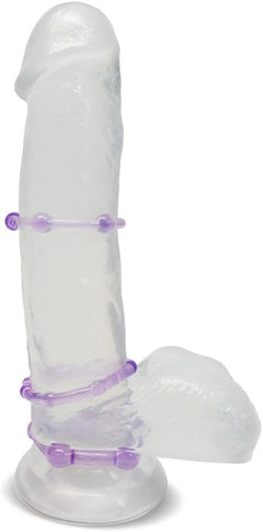 Stay Hard Beaded Cock Rings Purple 3-Pack – Stretch TPE Graduated Ring Set