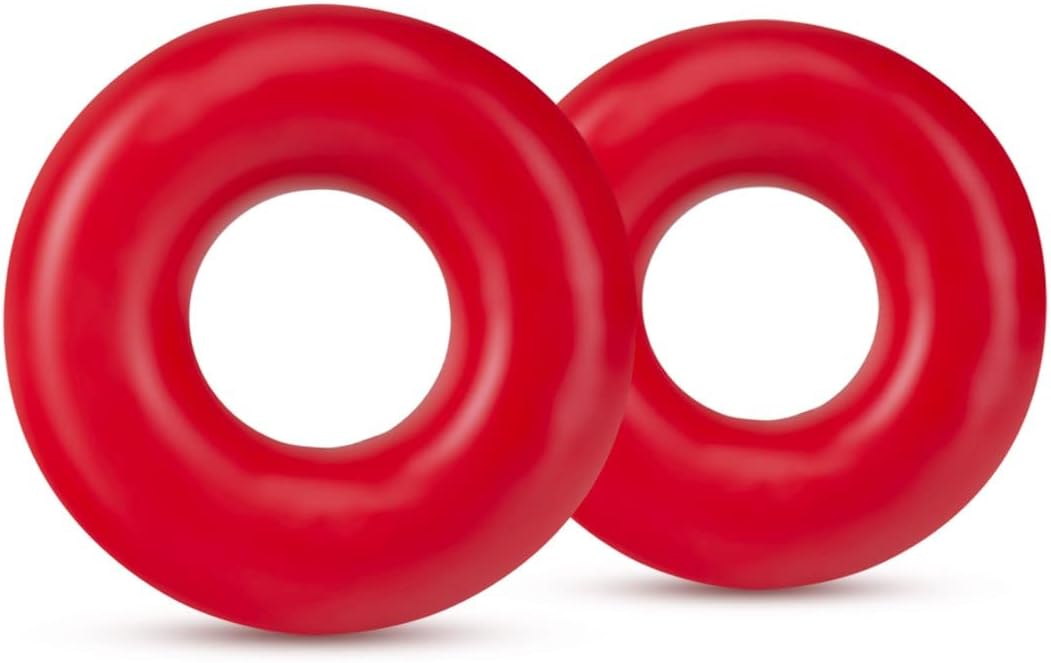 Stay Hard Donut Rings Oversized Red 2-Pack – Stretchy TPE Cock Rings