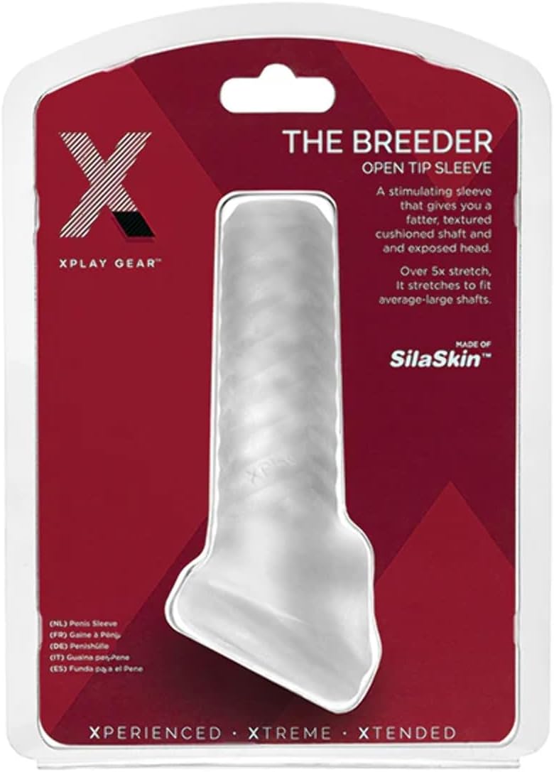 XPlay Breeder Sleeve Clear – Textured Silicone Penis Enhancement Sleeve