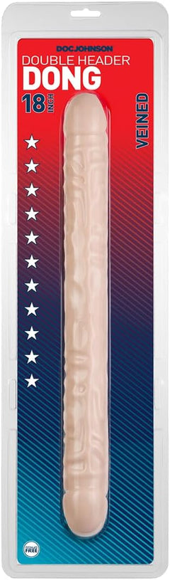 Smooth Double Header – 18-Inch White Double Dildo