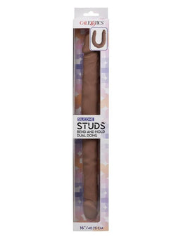 CalExotics Studs Bend & Hold Dual Dong 16" Brown – Flexible Silicone Double-Ended Toy