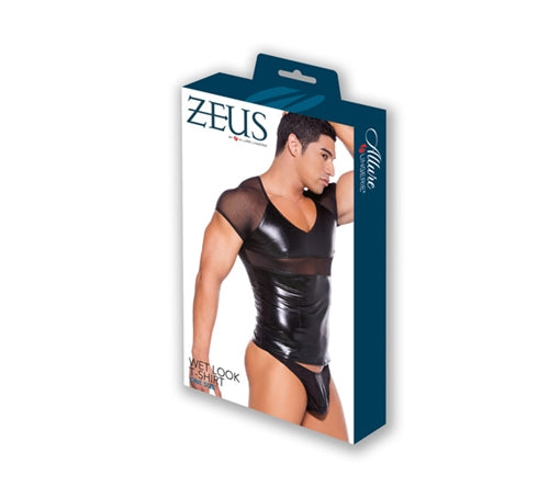 Wet Look T-Shirt - One  Size - Black