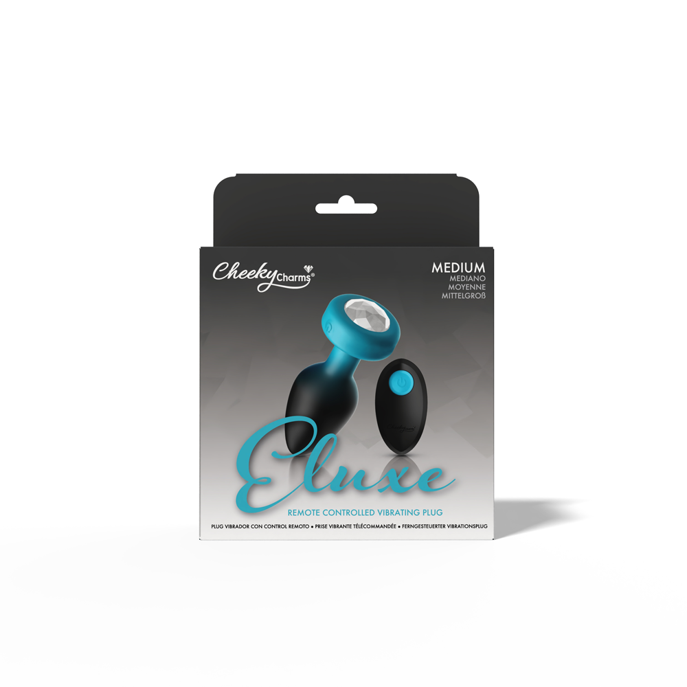 Eluxe Vibrating Clr Gem Bluombre Plug Md With Remote