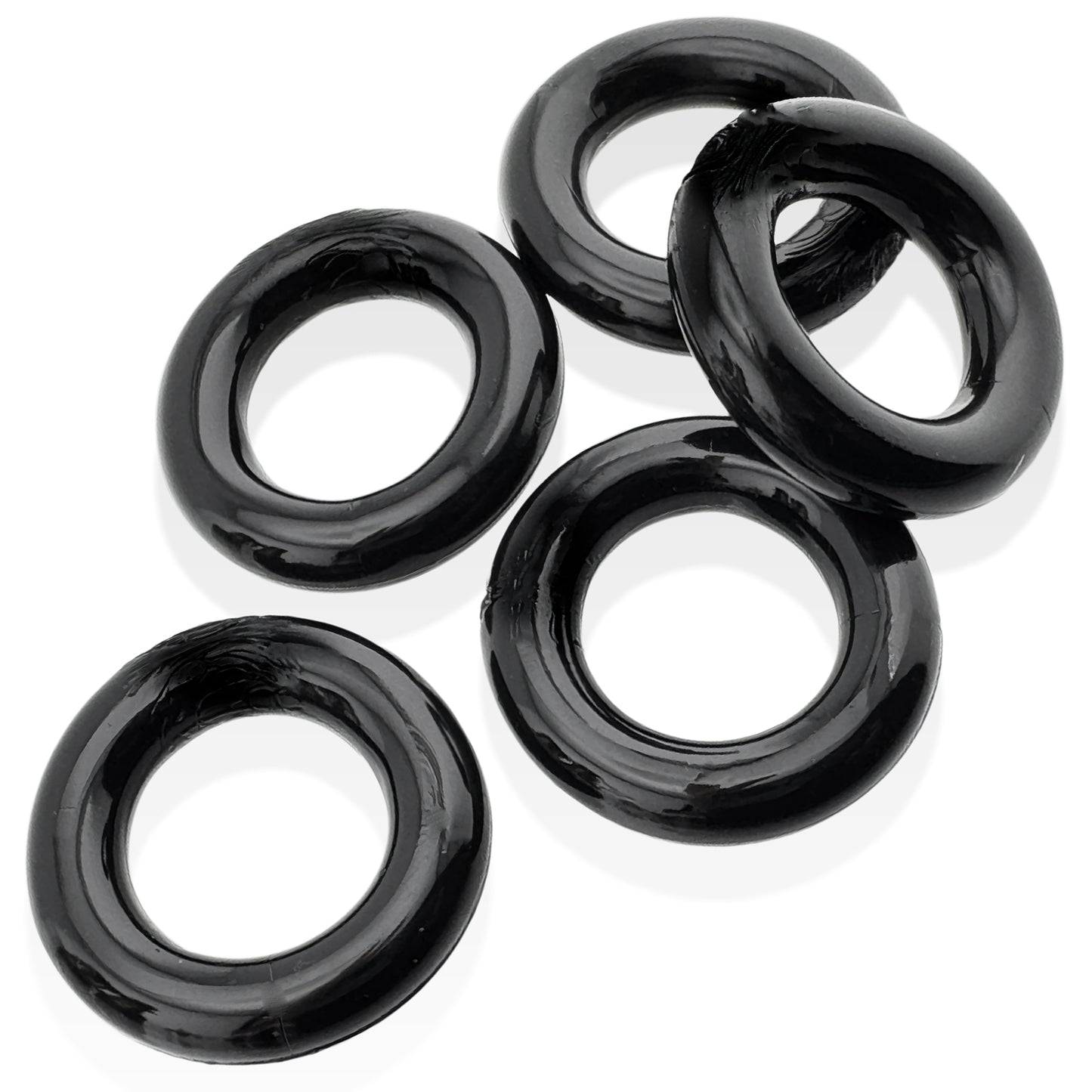 Jacker 5-Stack Five-Pack Tube Super-Strong Cockrings Black
