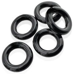 Jacker 5-Stack Five-Pack Tube Super-Strong Cockrings Black