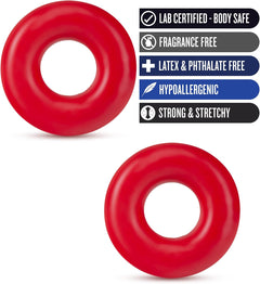 Stay Hard Donut Rings Oversized Red 2-Pack – Stretchy TPE Cock Rings