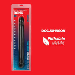 Smooth Double Header – 18-Inch Black Double Dildo