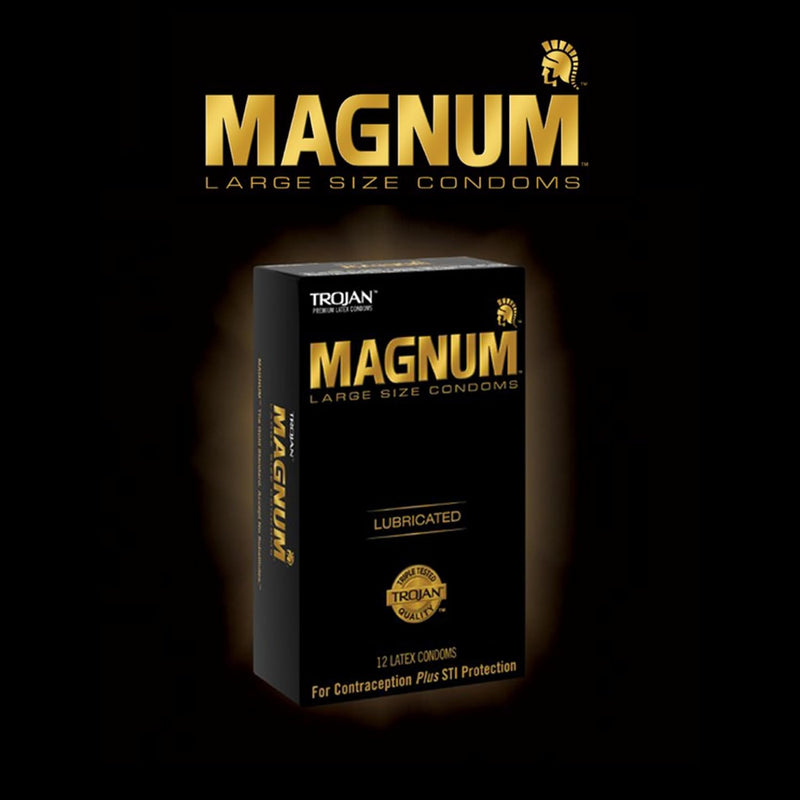 Trojan Magnum Original Large Size Lubricated Condoms – 12 Pack Premium Latex Condoms with Reservoir Tip