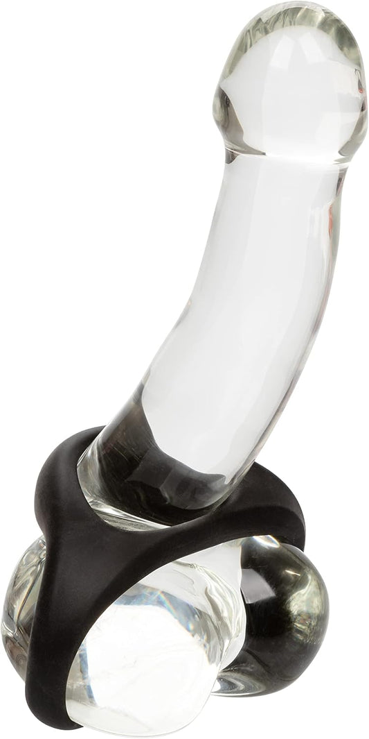 Ultra-Soft Dual Ring Silicone Cock Ring – Stretchy Dual Enhancer Ring with Scrotum Support | CalExotics