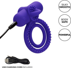 Silicone Rechargeable Dual Climaxer – Purple Vibrating Couples Enhancer