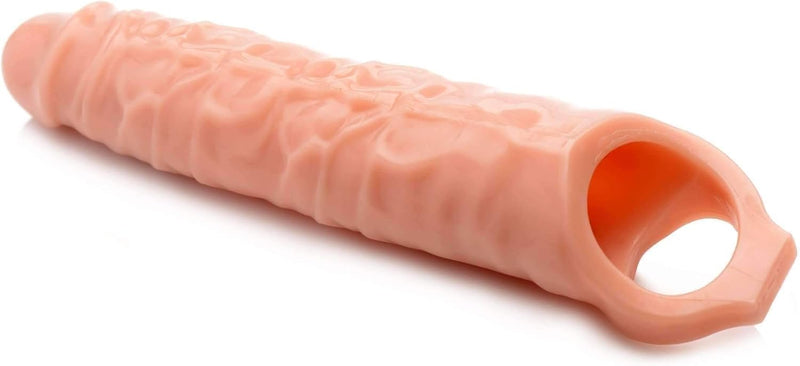 Size Matters 3 Inch Flesh Penis Extender Sleeve – TPR Penis Enhancer with Support Strap