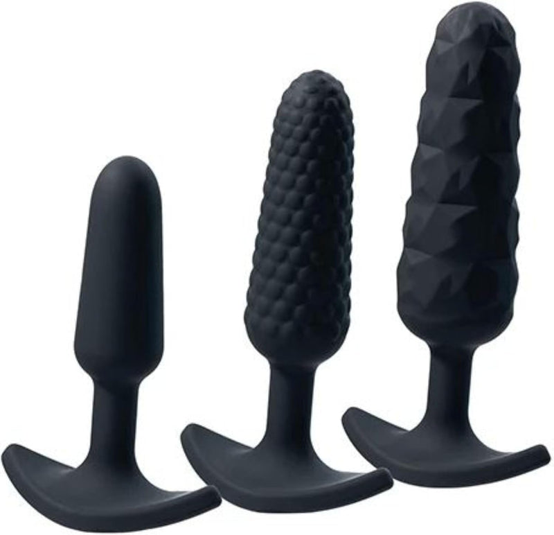 Trio Anal Plug Set Black – 3 Silicone Butt Plugs for Beginner to Advanced