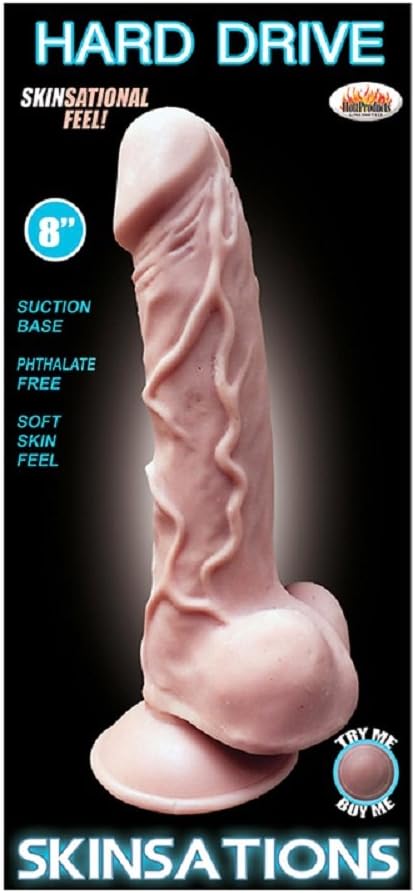 Skinsations Hard Drive 8 Inch Silicone Dildo – Realistic Vanilla Dildo with Veined Texture