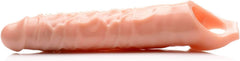 Size Matters 3 Inch Flesh Penis Extender Sleeve – TPR Penis Enhancer with Support Strap