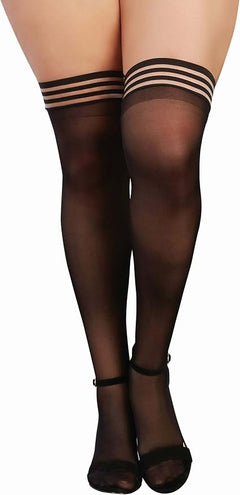 Dreamgirl Strappy Top Sheer Thigh High Stockings Black One Size