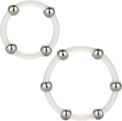 CalExotics Steel Beaded Silicone Ring Set – Stretch Silicone Cock Ring 2-Pack