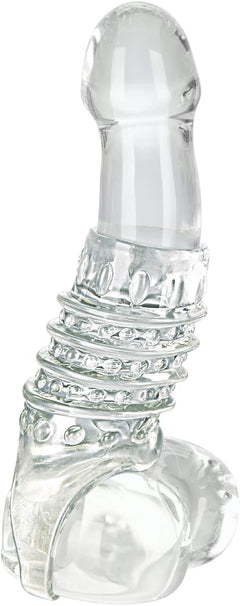 CalExotics Stimulation Enhancer Clear – Textured TPE Girth Enhancing Sleeve