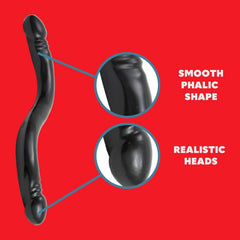 Smooth Double Header – 18-Inch Black Double Dildo