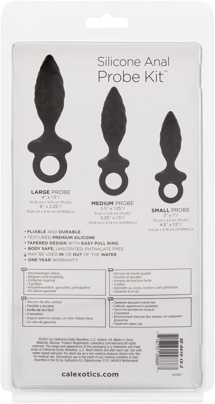 CalExotics Silicone Anal Probe Kit – 3-Piece Graduated Quilted Butt Plug Set