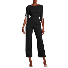 3/4 Sleeve Playsuit Black – Women's Stretch Playsuit Size Large