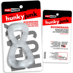 Boomerang Double-Ring Cockring & Nut-Tugger Clear Steam