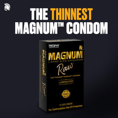 Trojan Magnum Raw Large Size Ultra Thin Lubricated Condoms – 10 Pack Premium Latex Condoms with Reservoir Tip