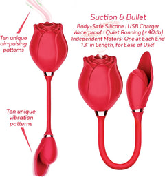 Wild Rose & Bullet Rechargeable Silicone Suction Vibrator