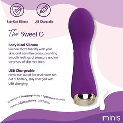 SKINS Minis The Sweet G G-Spot Vibrator – Rechargeable Silicone Vibrator with 10 Vibration Modes