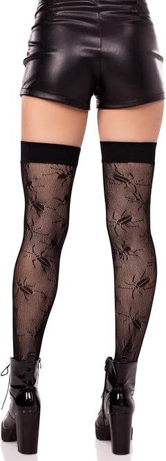 Dreamgirl Fishnet Thigh High Stockings Black O/S – Back Seam Stay-Up Hosiery