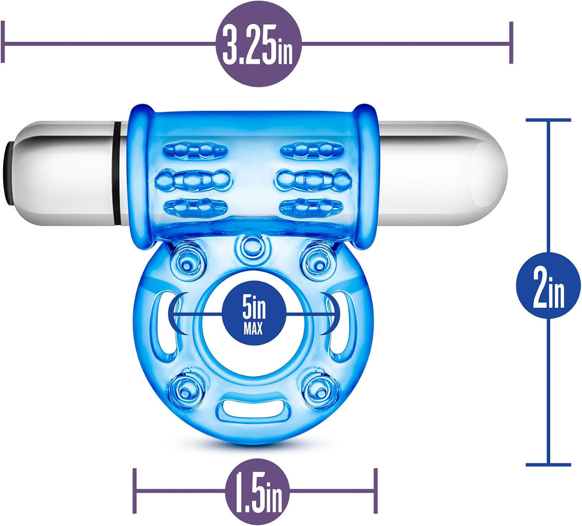 Stay Hard 10 Function Vibrating Bull Ring Blue – Rechargeable Silicone Cock Ring