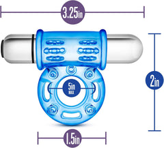 Stay Hard 10 Function Vibrating Bull Ring Blue – Rechargeable Silicone Cock Ring