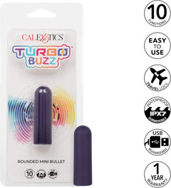 Turbo Buzz Round Mini Bullet Purple – Rechargeable Waterproof Mini Bullet Vibrator by CalExotics