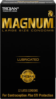 Trojan Magnum Original Large Size Lubricated Condoms – 12 Pack Premium Latex Condoms with Reservoir Tip