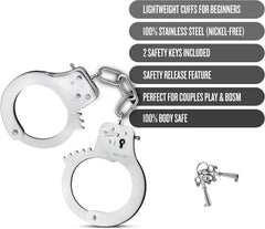 Temptasia Beginner Cuffs Silver – Adjustable Stainless Steel Bondage Handcuffs