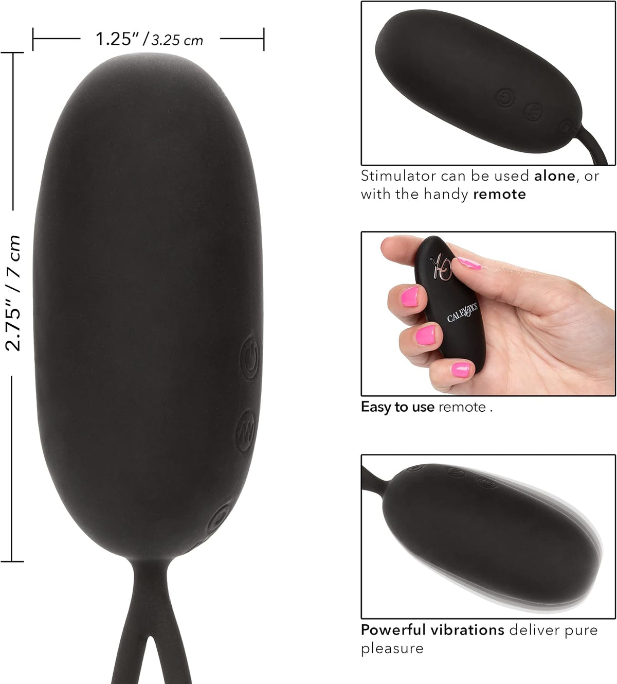 Silicone Remote Rechargeable Egg Vibrator Black – Wireless Remote-Controlled