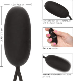 Silicone Remote Rechargeable Egg Vibrator Black – Wireless Remote-Controlled