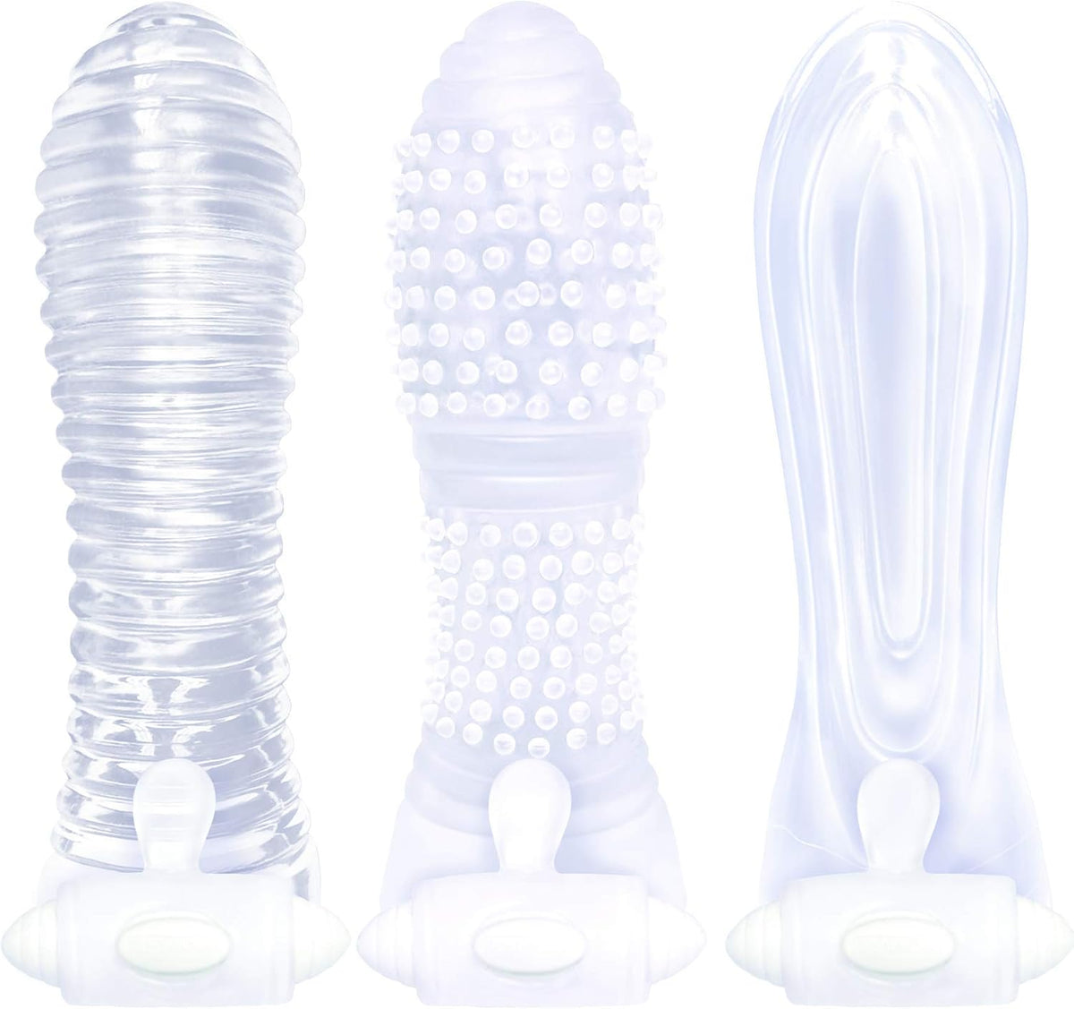 The 9's Vibrating Sextenders Contoured Sleeve – Clear TPR Penis Extender with Vibration