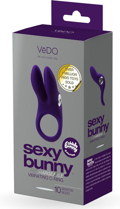 VēDO Sexy Bunny Rechargeable Ring Deep Purple – Dual Motor Silicone Couples Ring