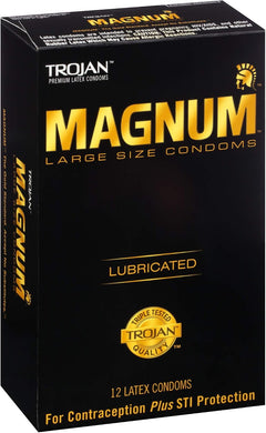 Trojan Magnum Original Large Size Lubricated Condoms – 12 Pack Premium Latex Condoms with Reservoir Tip