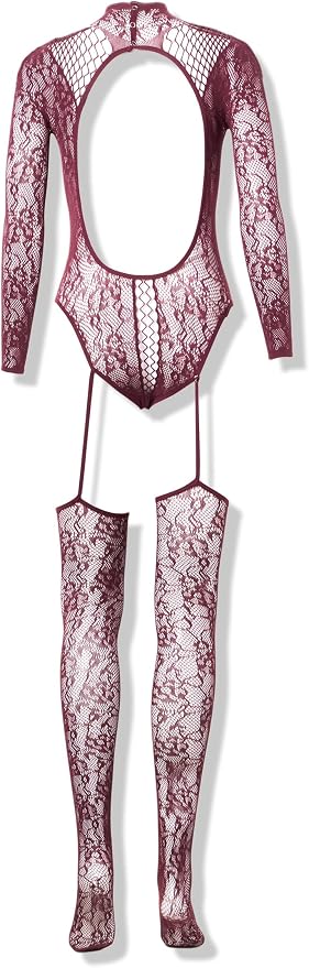 Dreamgirl Teddy Bodystocking Cherry Lacquer – Seamless Stretch Lace Lingerie