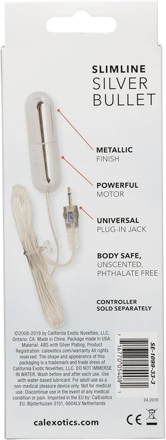 CalExotics Sterling Collection Slim Silver Bullet Vibrator – Compact Metal Bullet Vibe