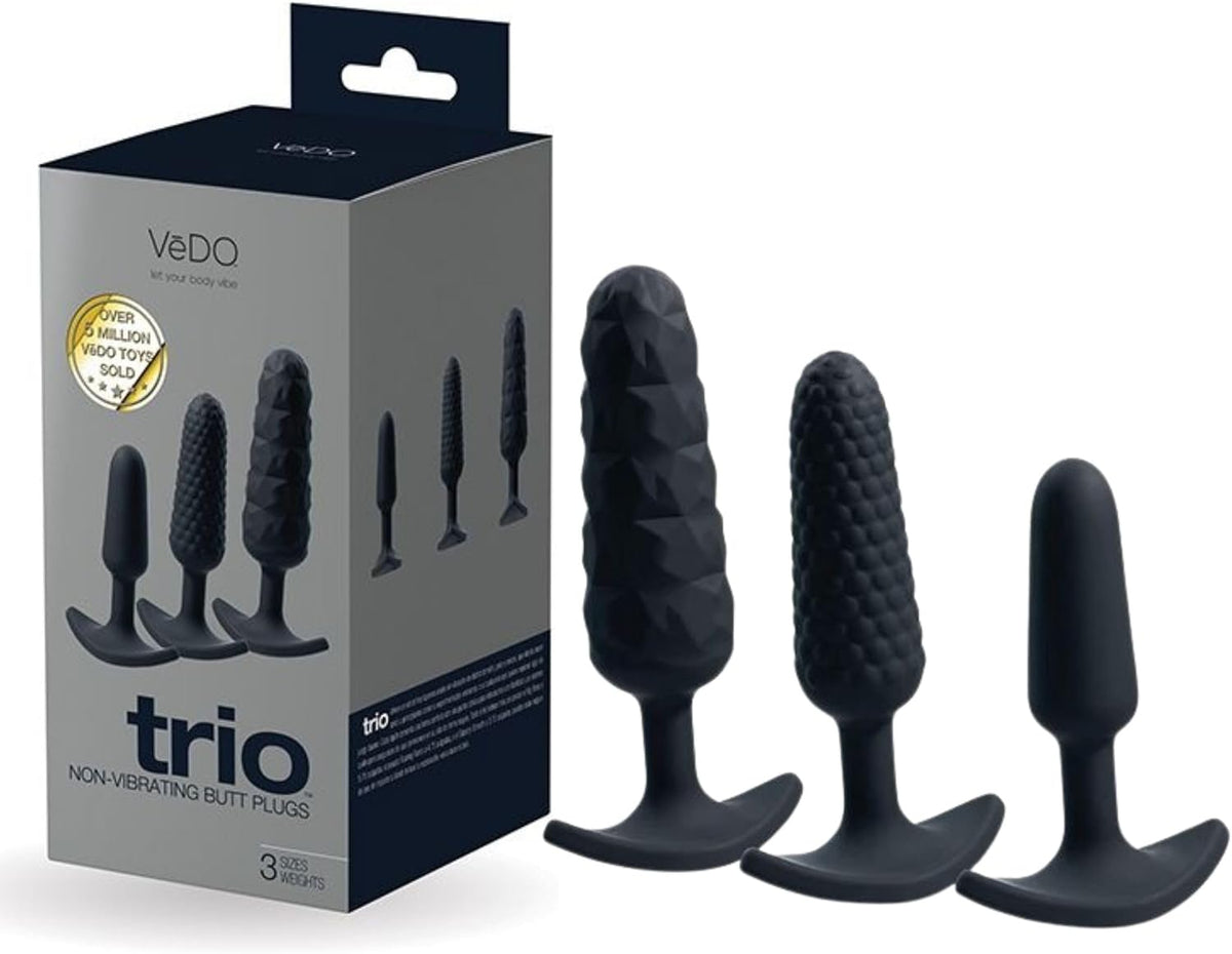 Trio Anal Plug Set Black – 3 Silicone Butt Plugs for Beginner to Advanced