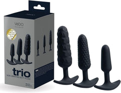 Trio Anal Plug Set Black – 3 Silicone Butt Plugs for Beginner to Advanced