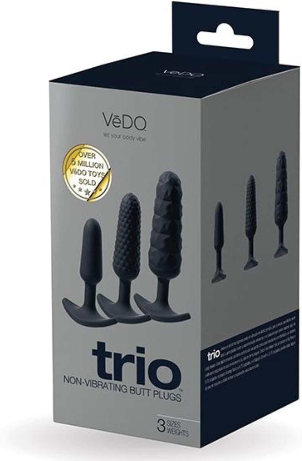 Trio Anal Plug Set Black – 3 Silicone Butt Plugs for Beginner to Advanced