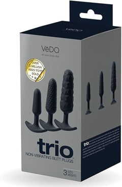 Trio Anal Plug Set Black – 3 Silicone Butt Plugs for Beginner to Advanced