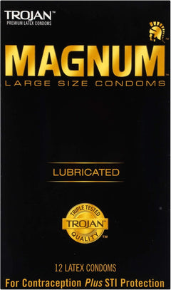 Trojan Magnum Original Large Size Lubricated Condoms – 12 Pack Premium Latex Condoms with Reservoir Tip