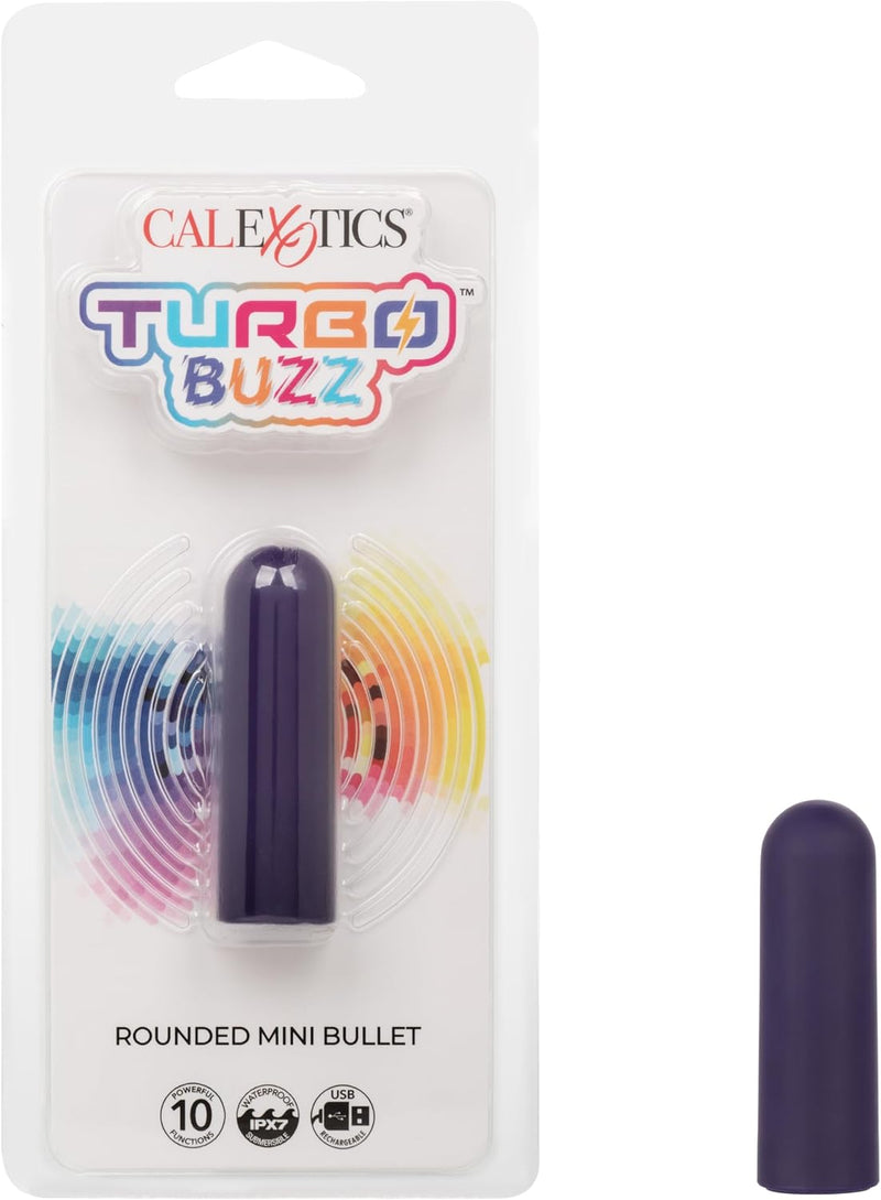 Turbo Buzz Round Mini Bullet Purple – Rechargeable Waterproof Mini Bullet Vibrator by CalExotics
