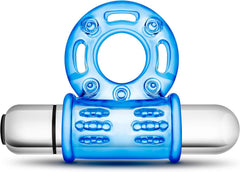 Stay Hard 10 Function Vibrating Bull Ring Blue – Rechargeable Silicone Cock Ring