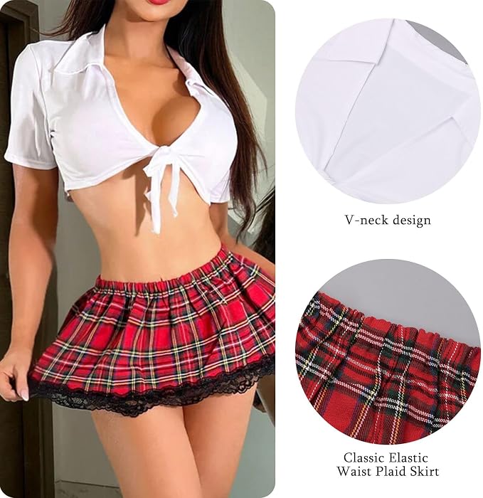 Study Break Red Medium – Lace Schoolgirl Lingerie Set