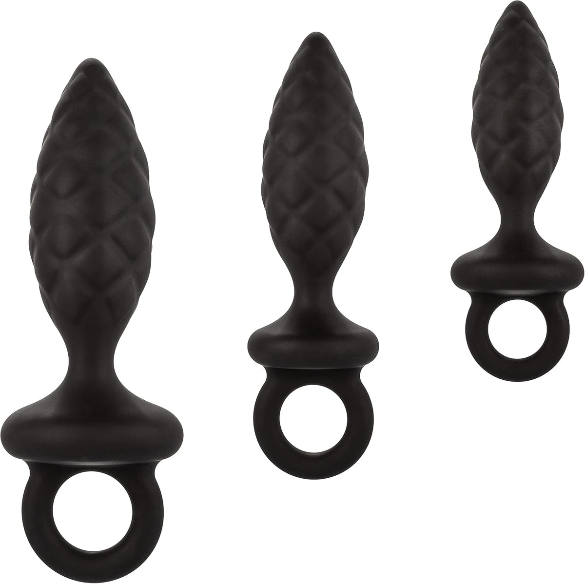 CalExotics Silicone Anal Probe Kit – 3-Piece Graduated Quilted Butt Plug Set